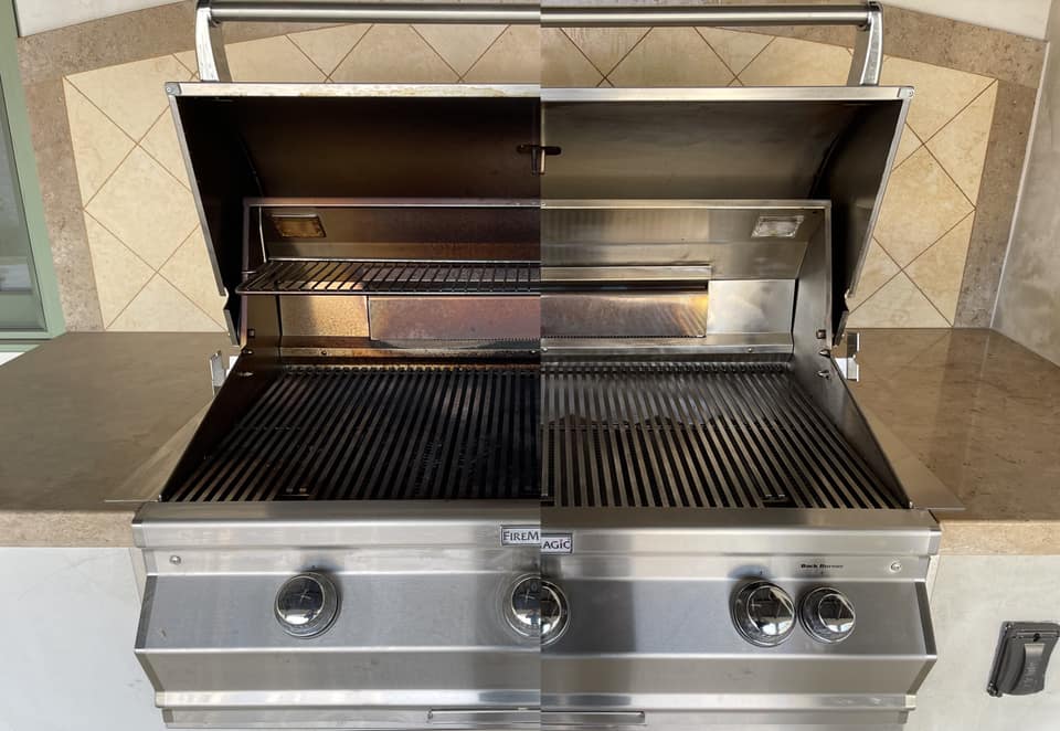 Fire Magic grill before and after professional cleaning in Palm Desert, CA