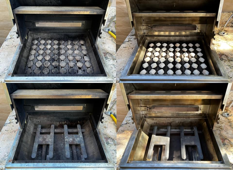 Jade grill before and after professional cleaning in Palm Springs, CA